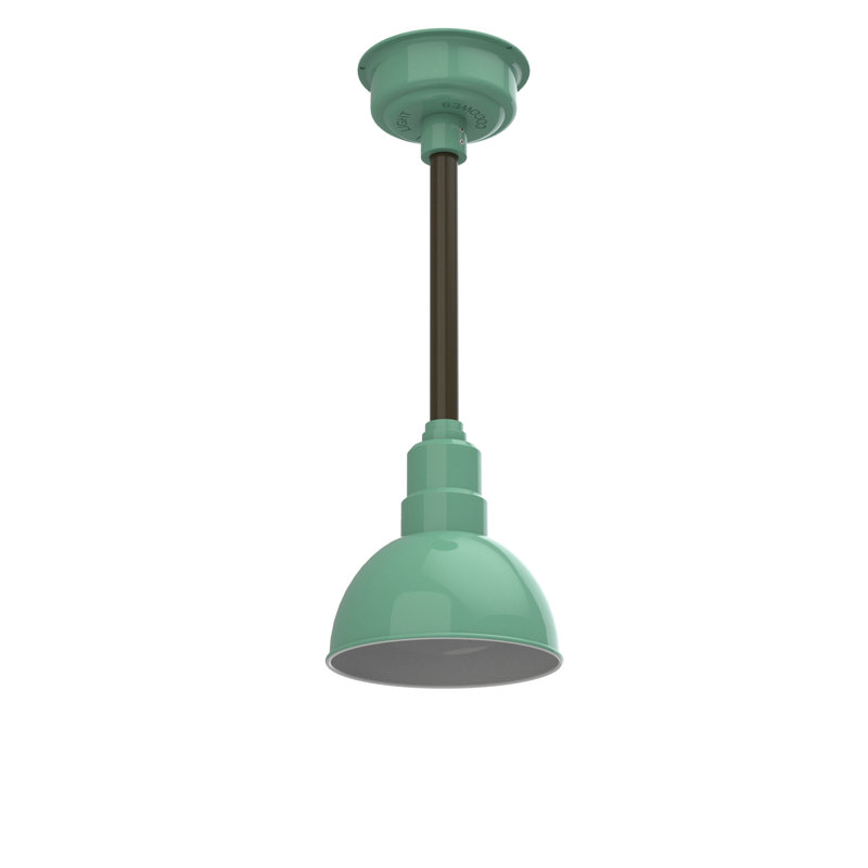 Luminaire suspendu 1 lumière del à simple dôme Dipkarpaz, H 48 po x l 8 po x P 8 po, Jade / bronze acajou