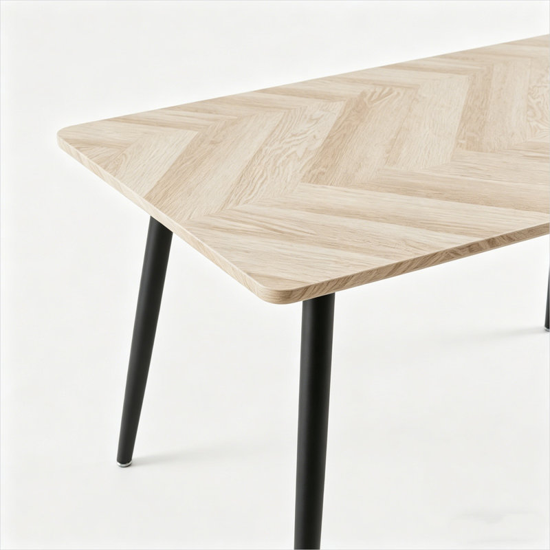 Table de salle à manger en MDF rectangulaire avec pieds en acier pour la cuisine ou le salon, peut accueillir 4 à 6 personnes, largeur 47,24 pouces