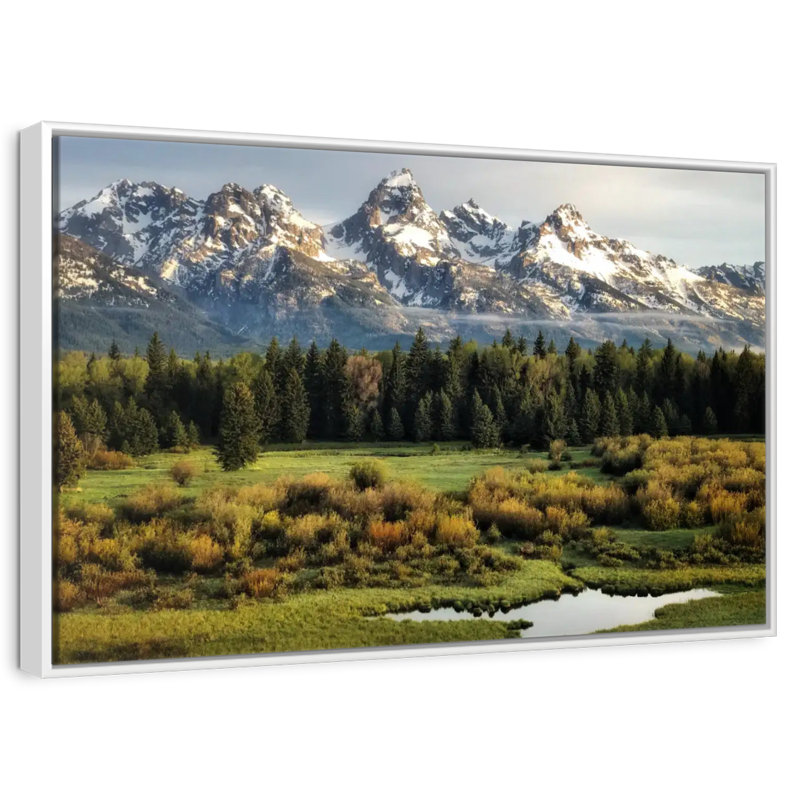 Grand Teton Beauty, Cadre flottant blanc, 25 po x 17 po