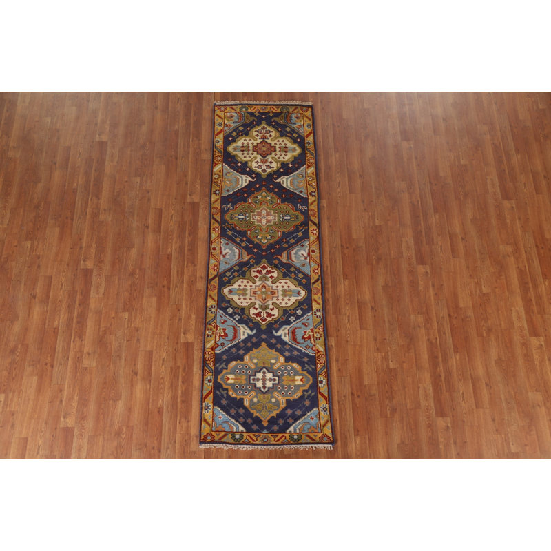 Tapis de couloir oriental bleu 3x8