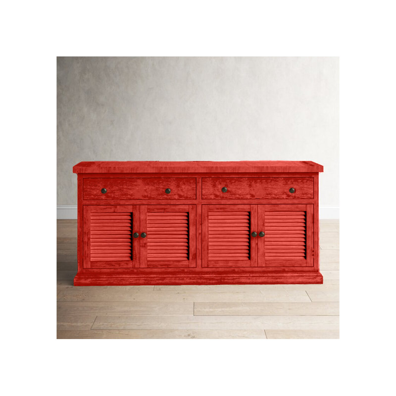 Rustic 80" Sideboard Buffet with shutter doors, Persimmon Red