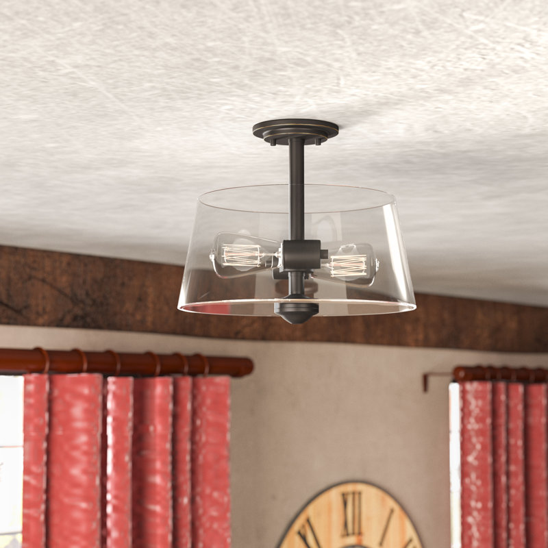 Jantz Glass Semi Flush Mount, Old Bronze