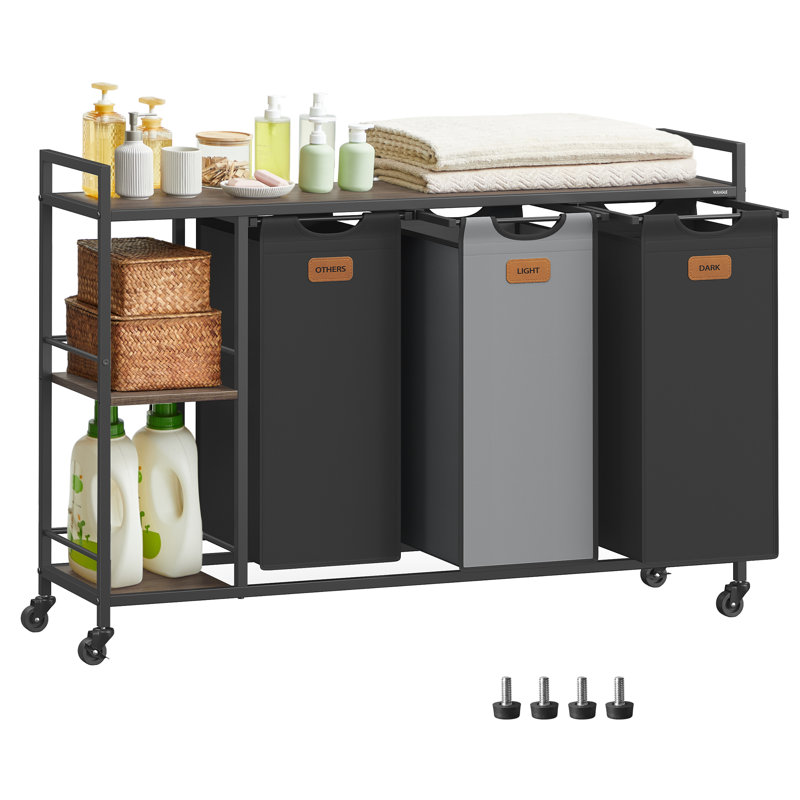 Metal Rolling Laundry Basket with Handles