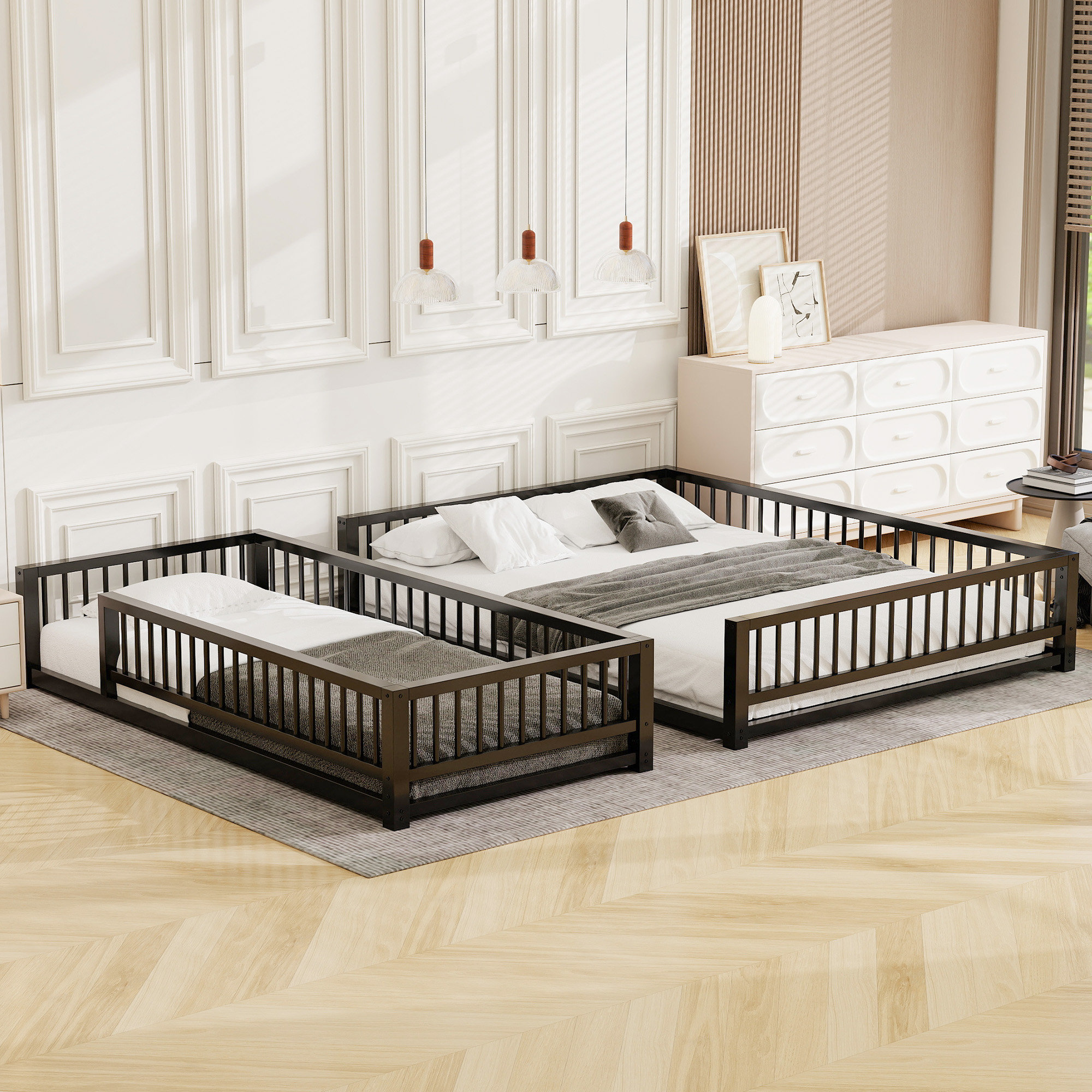 Ivy Bronx Metal Bunk Bed Frame with Ladder, Detachable Design, Guard ...