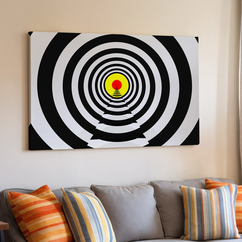 Reproduction d'art sur toile, "Art illusion optique abstraite" avec une série de spirales concentriques, H 30 po x l 40 po