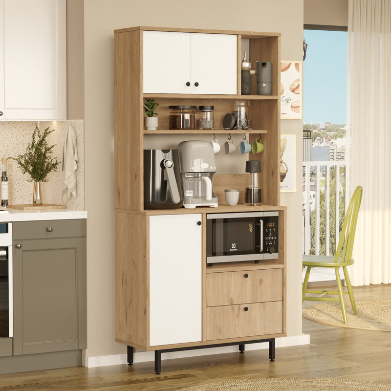Armoire polyvalente Colesen, Blanc / beige