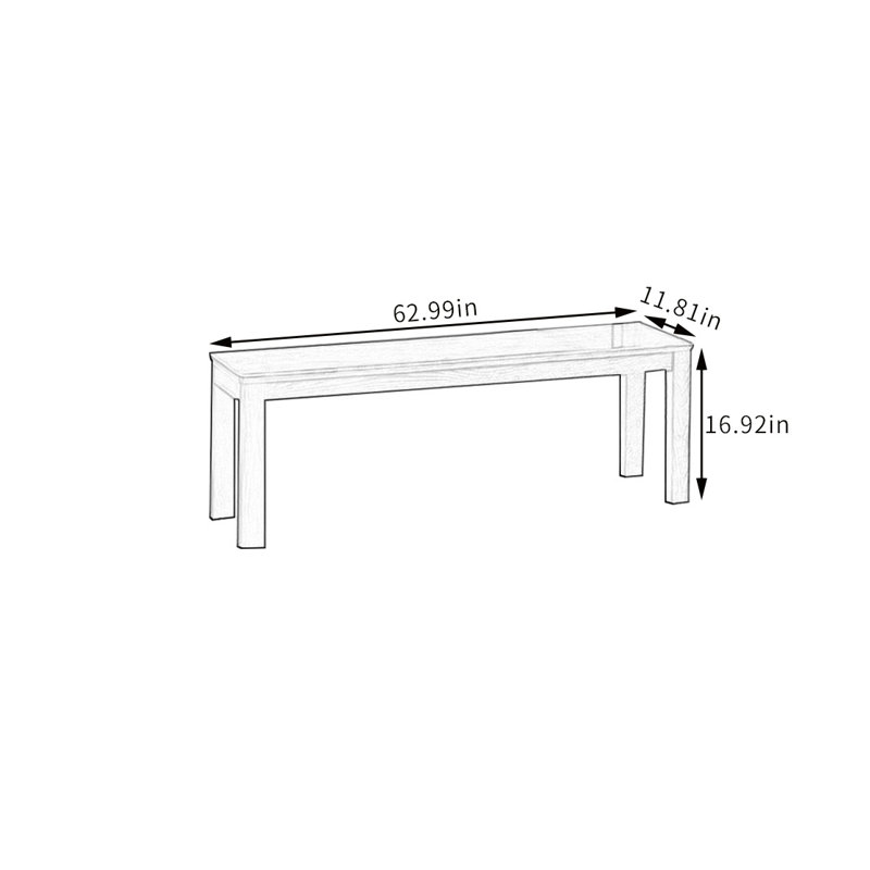 Banc en bois massif Tharron, H 16,92 po x l 62,99 po x P 11,81 po
