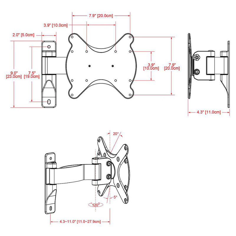 Cotytech Single Screen Wall Mount, No