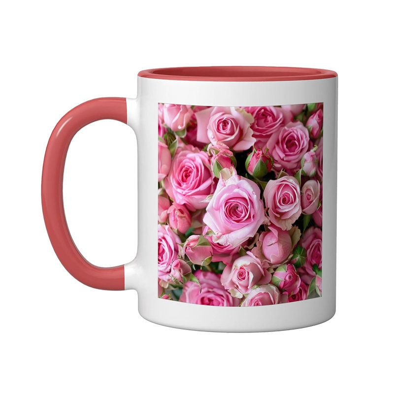 Pink Roses Flowers Ceramic Mug, 11oz