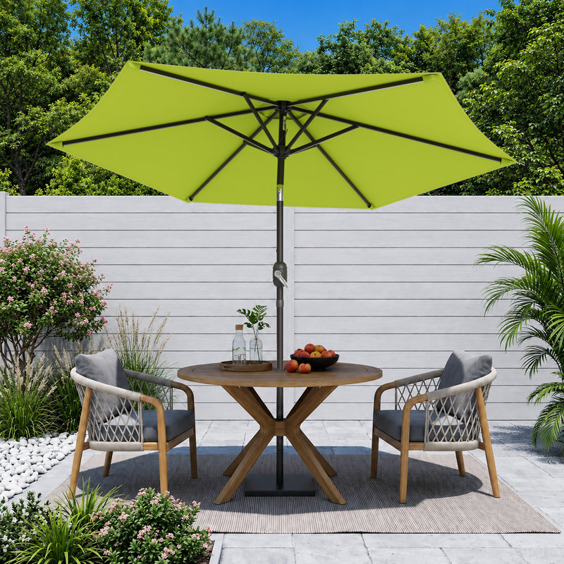 Parasol de marché hexagonal de 7,5 pi pour le marché, parasol de table d'extérieur avec bouton inclinable et manivelle, protection contre les rayons UV toutes saisons pour terrasse de jardin