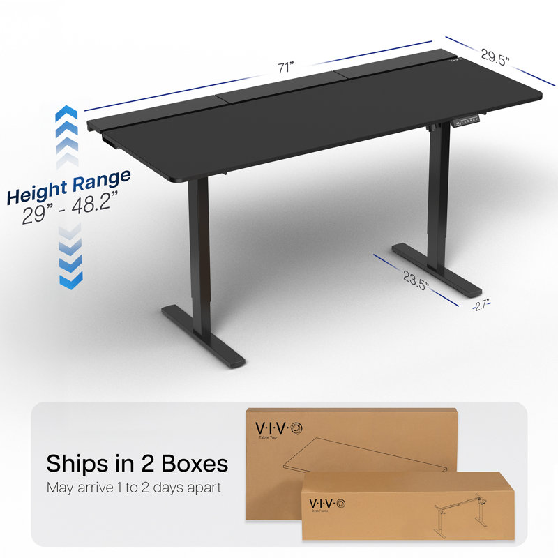 Bureau électrique 71 po x 30 po VIVO, Noir