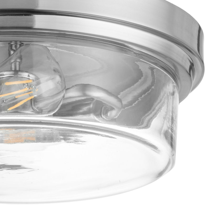 Madalyn Drum Indoor Flushmount Light, Brushed Nickel, Clear