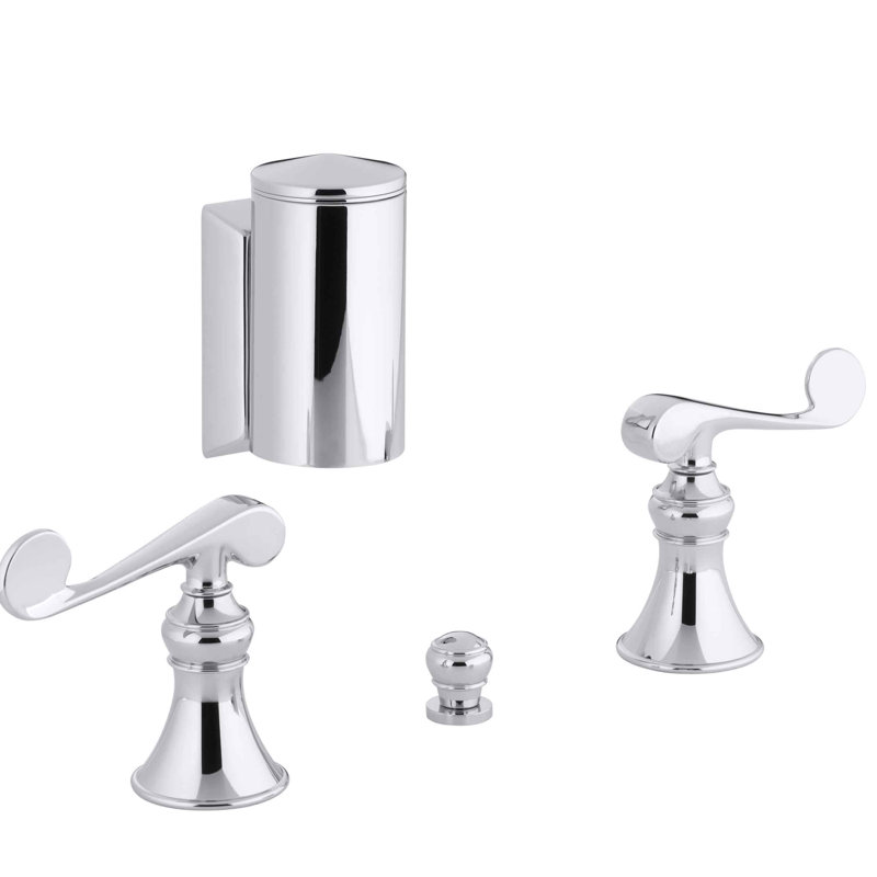 Revival Below-The-Rim Horizontal Swivel Spray Bidet Faucet with Scroll Lever Handles, Polished Chrome