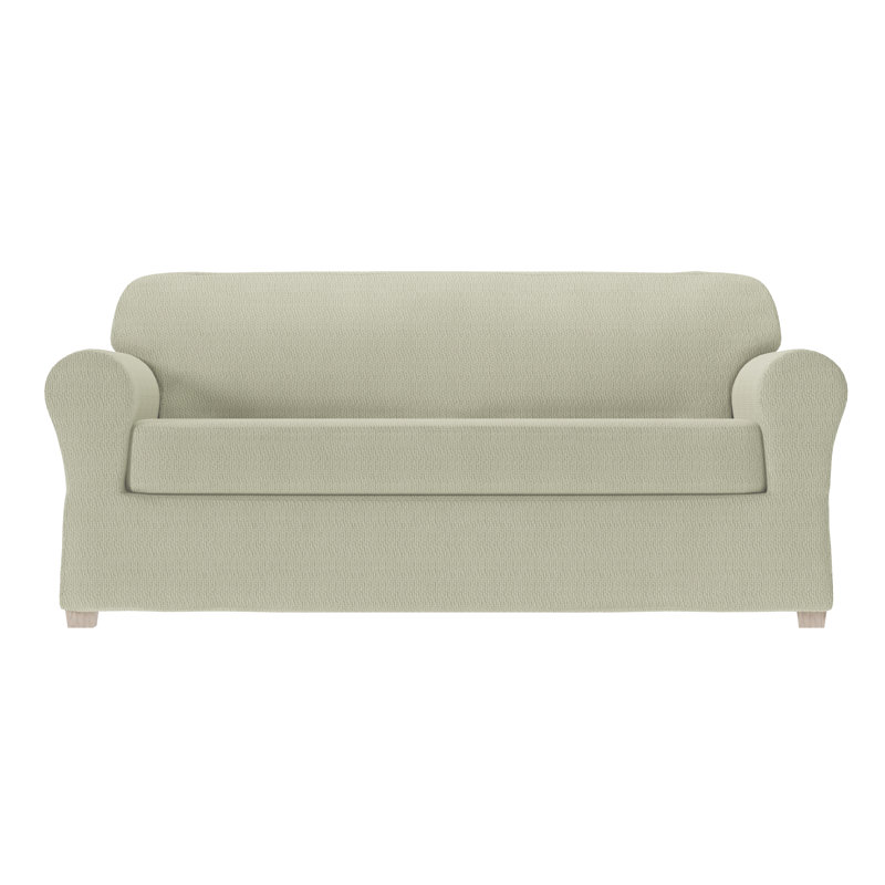 Housse extensible pour canapé à coussins carrés, H 34 po x l 96 po x P 38 po, Mélange de polyester beige