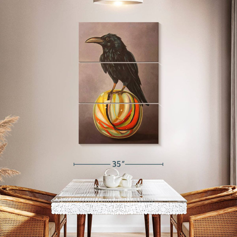Brampt Crow On A Marble, 50" H x 32" W