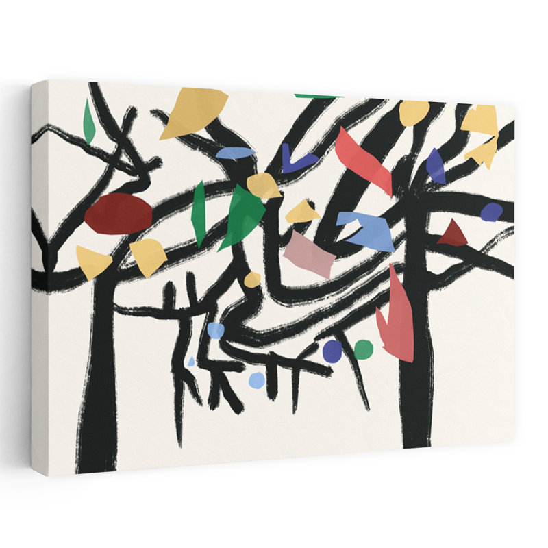Arbres colorés abstraits, paysage moderne abstrait, affiche murale nature, H 16 po x l 24 po