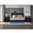 3-Pieces Bedroom Sets PU Storage Bed with LED Lights and USB charger,Nightstands Set of 2  with Charging Station and LED Lights