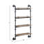 Étagère murale à 4 niveaux en chêne et noir sableux, structure en métal pour solution de rangement, tablette L 23 po, hauteur du produit 47 po, décoration élégante, l 9 po x P 52 po