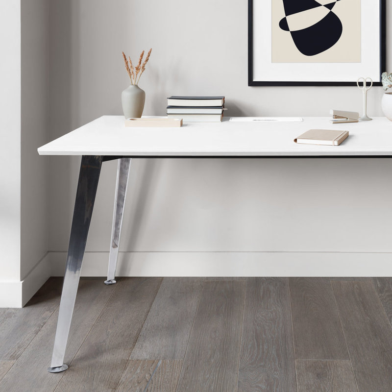 Office Desk, 30" H x 48" W x 24" D, Mirror, White