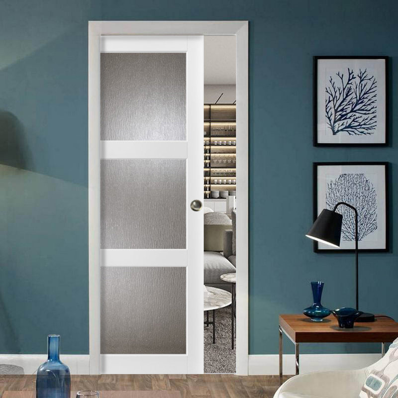 Porte blanche en verre givré Lucia, 28 po x 80 po