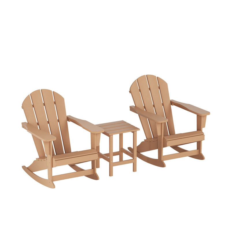 Chaise Adirondack à bascule en plastique avec table Laguna, Teck