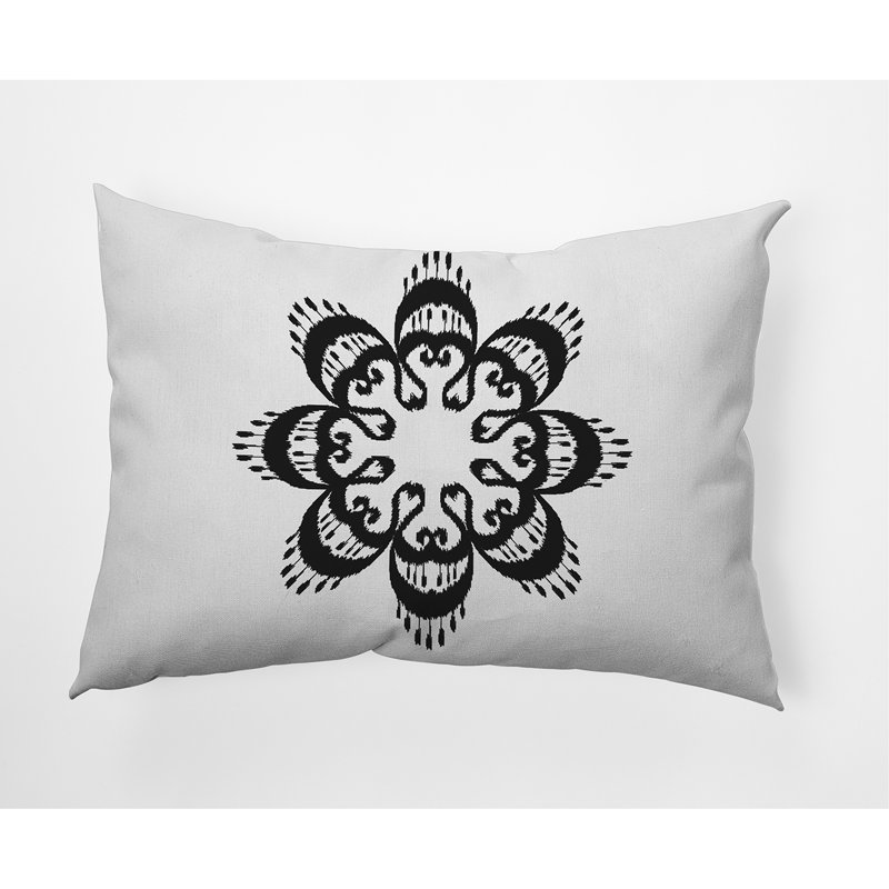 Geometric Outdoor Reversible Throw Pillow, Black