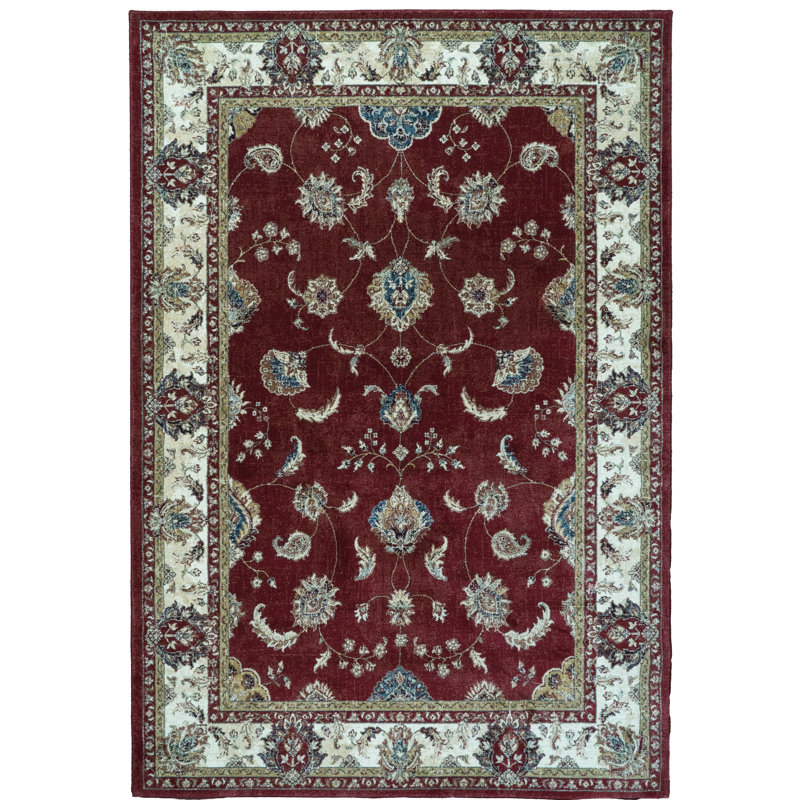 Tapis rouge/ivoire oriental Attell, Rectangle 2 pi x 3 pi 11 po