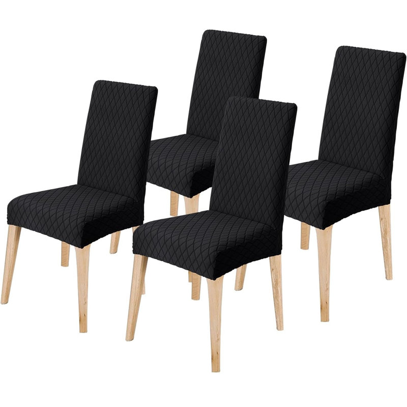 Dining Chair Slipcover, Black Checkered