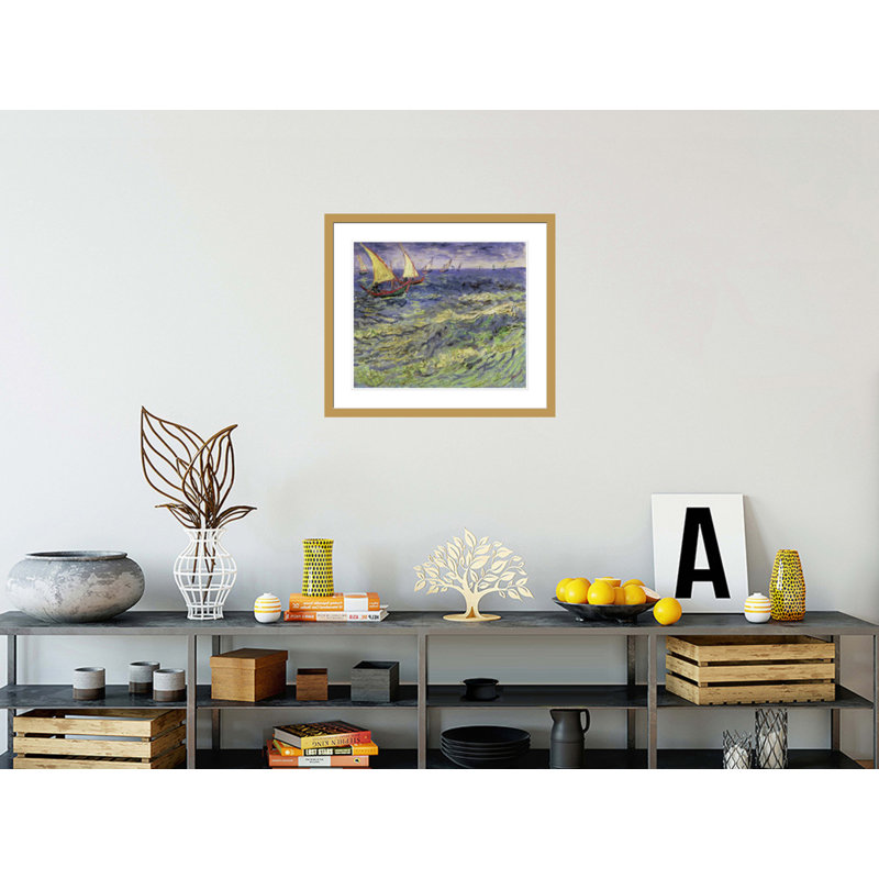 Paysage marin à Saintes-Maries (vue de la Méditerranée) par Vincent van Gogh, impression giclée encadrée