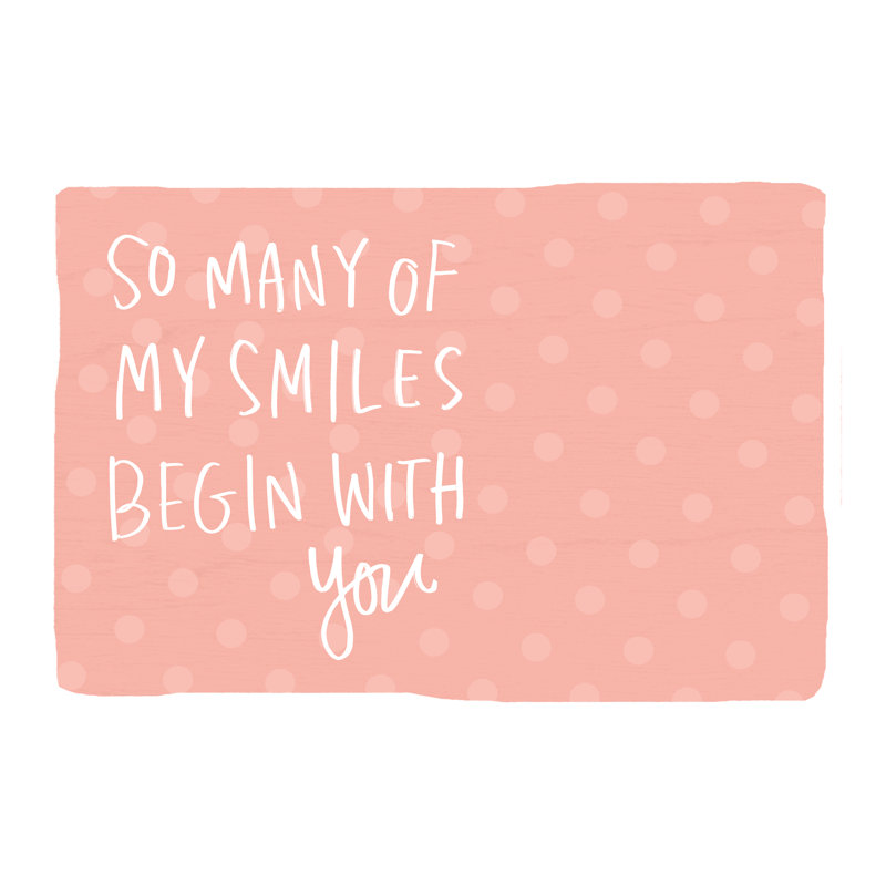 Smiles Begin With You Coral Polka Dots - Wrapped Canvas Print, 30cm H x 46cm W x 3.8cm D