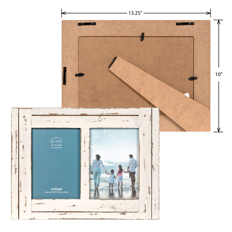 Haslam Wood 5" x 7" Double Collage Picture Frame, White