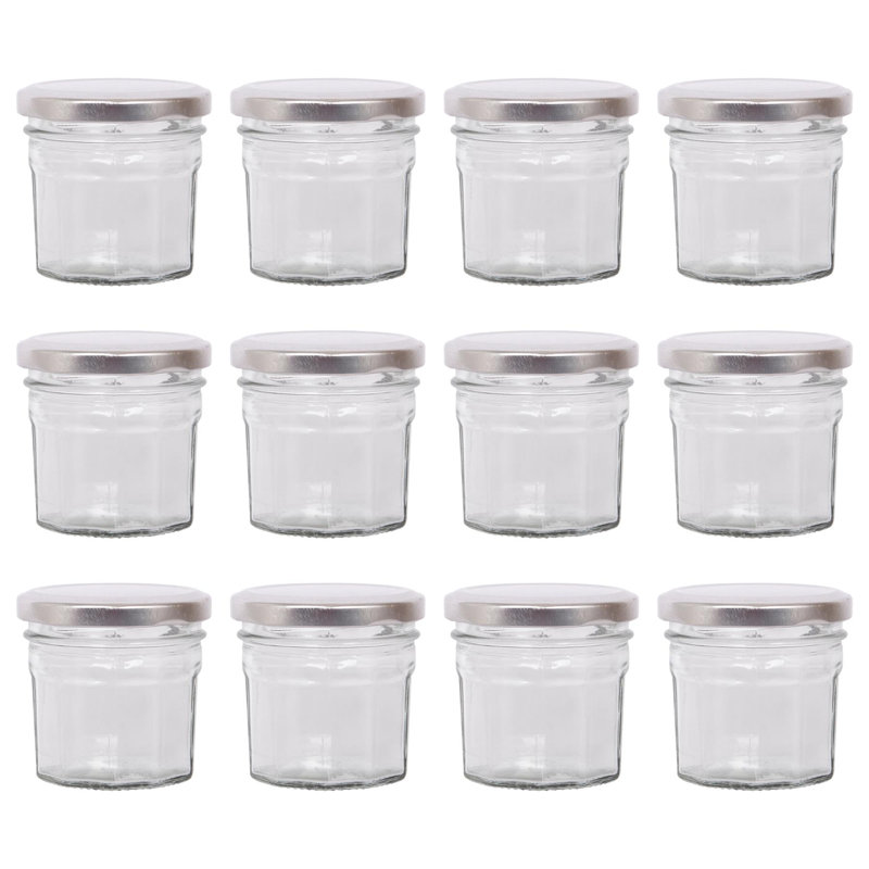 Glass Jar - Set of 6, Silver, 90ml