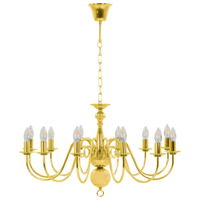 Cheeks 12 - Light Candle Style Chandelier, Golden