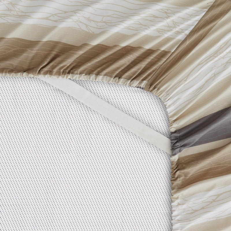 Ultra Soft Microfiber Sheet Set, California King Sheet Set with 4 Pillowcases, Brown Striped