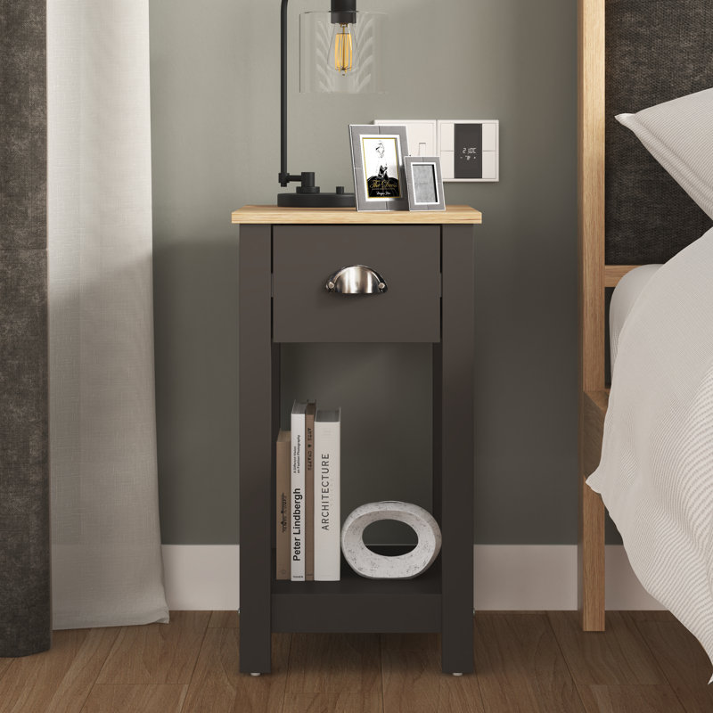 Aabas Bedside Table, Dark Grey