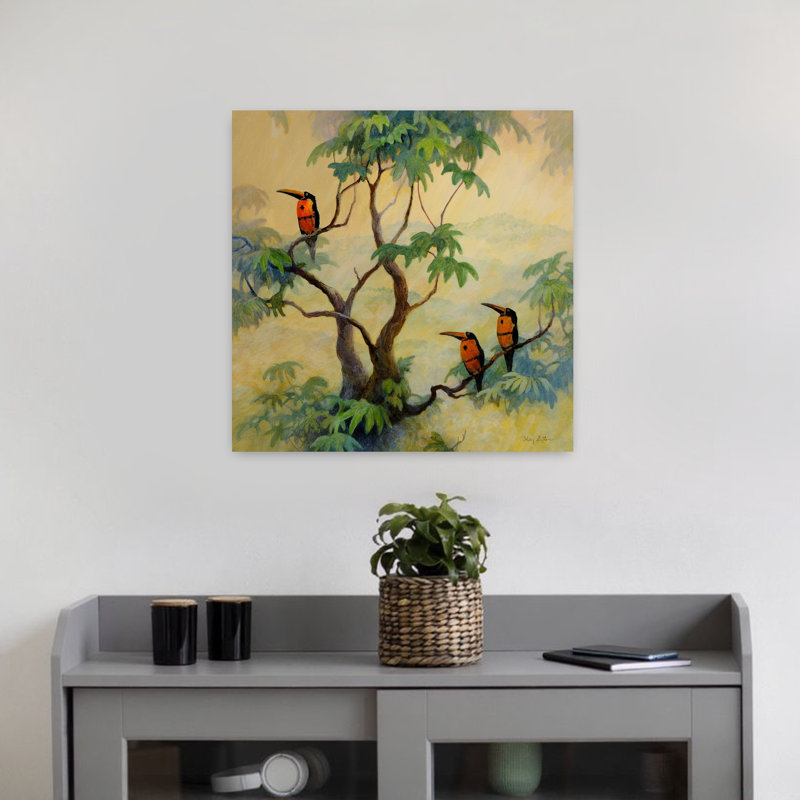 Oiseau aracari à collier, art de la faune tropicale, H 18 po x l 18 po