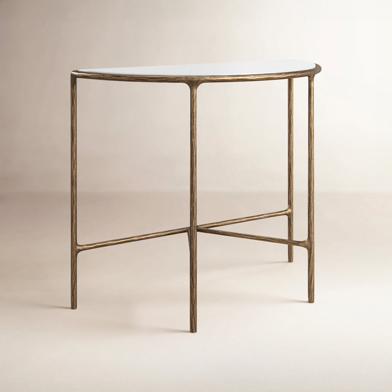 Evelynn 36'' Console Table, White Marble, Brass