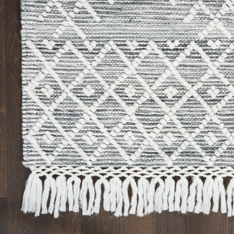 Nicolecurtis Geometric Handmade Handwoven Gray Area Rug, Rectangle 5'3" x 7'6"