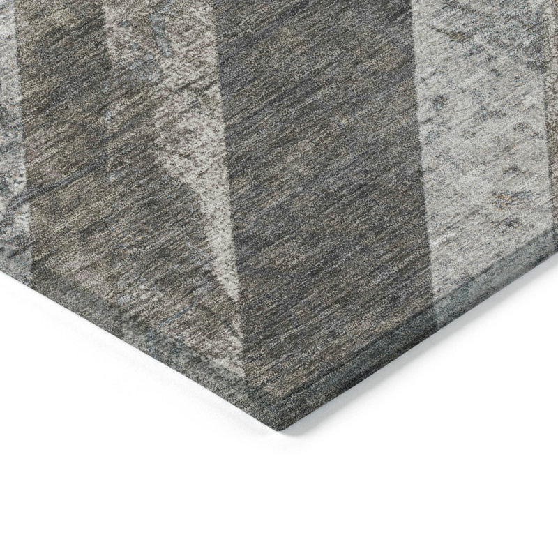 Tapis intérieur / extérieur brun lavable à la machine Xhevrie, Rectangle 2 pi 6 po x 3 pi 10 po