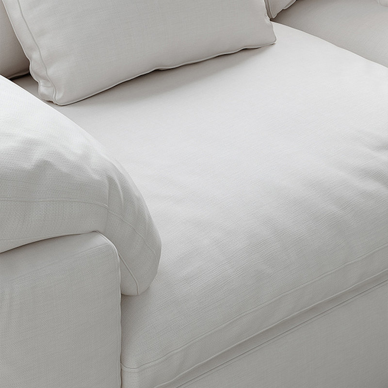 Canapé modulaire en coton et lin blanc, H 34,65 po x l 110,24 po x P 45,28 po, 4