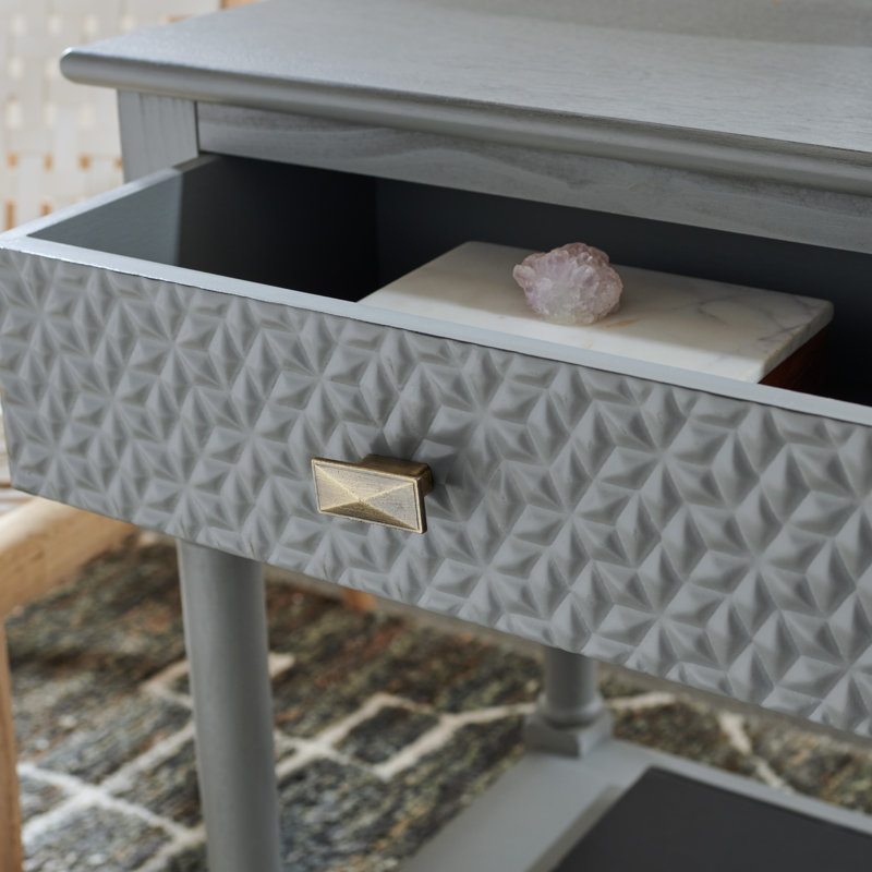 Peters End Table with Storage, Distressed Gray