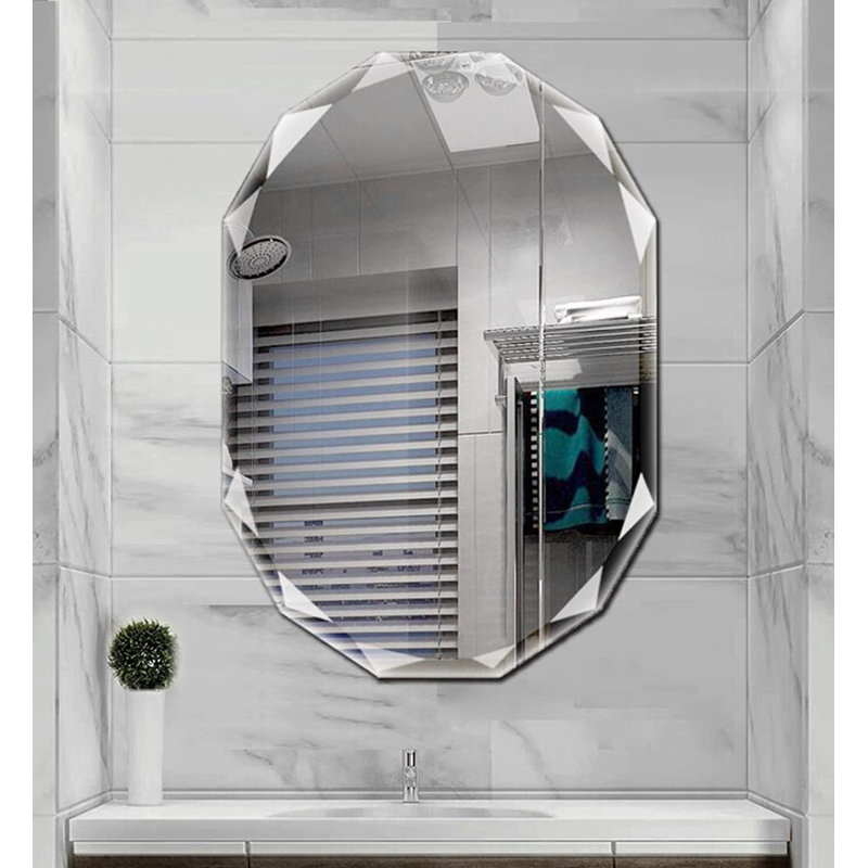 Frameless Bathroom Mirror,24x32 inch Vanity Mirror Beveled Edge Wall Mounted,Modern Frameless Mirror for Bathroom,Living Room,Entryway, Elegant Wall Mirror