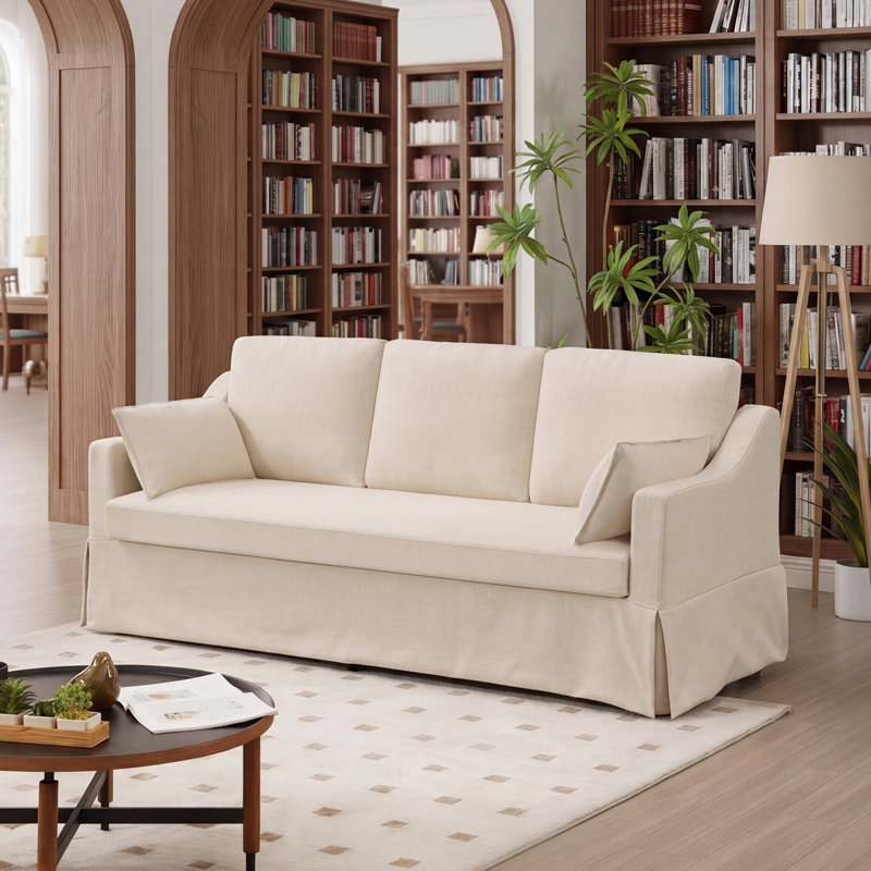 Canapé rembourré en lin 81 po , Beige