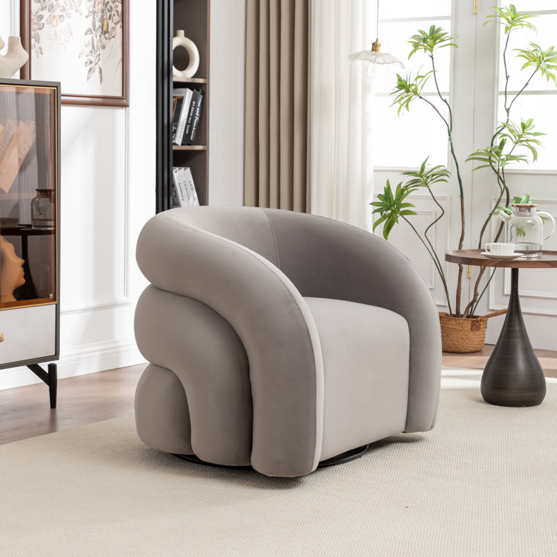 Fauteuil demi-tonneau rembourré et pivotant, Gris