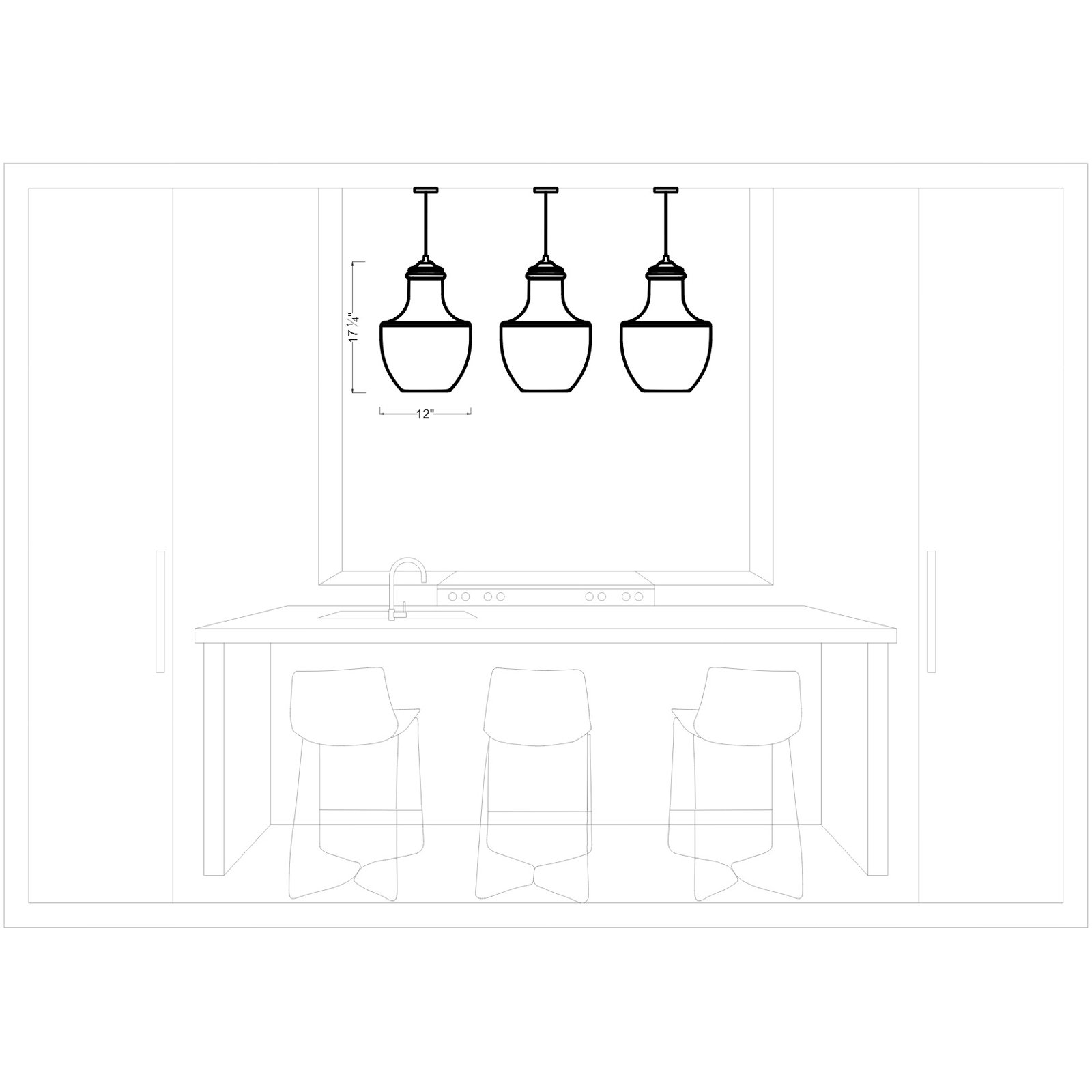Ravenna 1-Light Dimmable Teardrop Pendant , Satin Brass