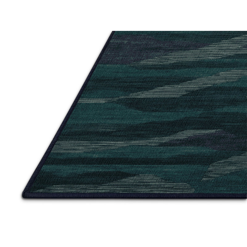 Machine Washable Abstract Blue Area Rug, Square 8'