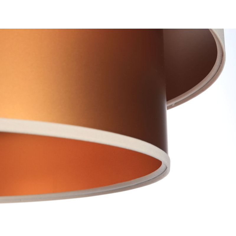 Shandra 1 - Light Black Drum Pendant, 20cm H x 60cm W x 60cm D, Coppery/Beige
