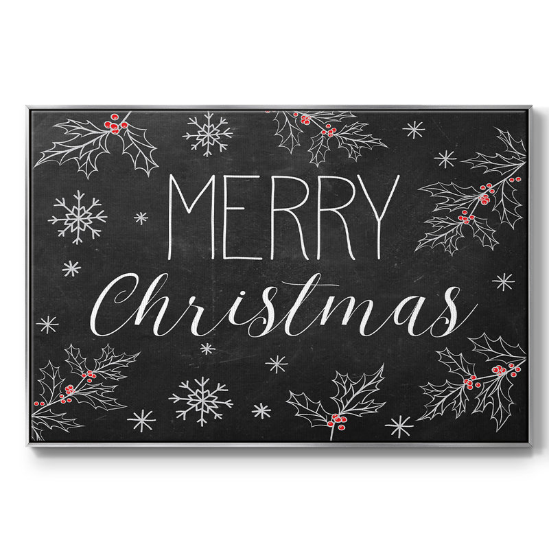 Tableau noir «Merry Christmas», H 17 po x l 25 po x P 2 po, Encadrement argenté