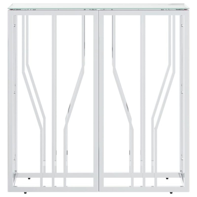 Wildomar Glass Top Console Table, 27.6" H x 27.6" W x 11.8" D, Clear/Matt Brushed Nickel