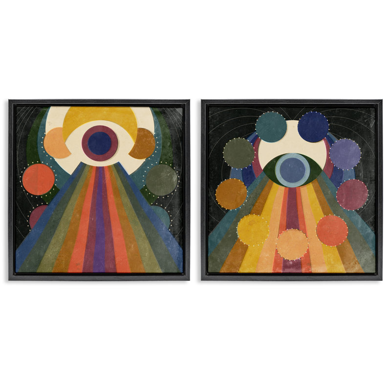  «Spiritual Eye Boho Shapes», ensemble de 2 toiles flottantes encadrées par Victoria Barnes, H 25 po x l 25 po